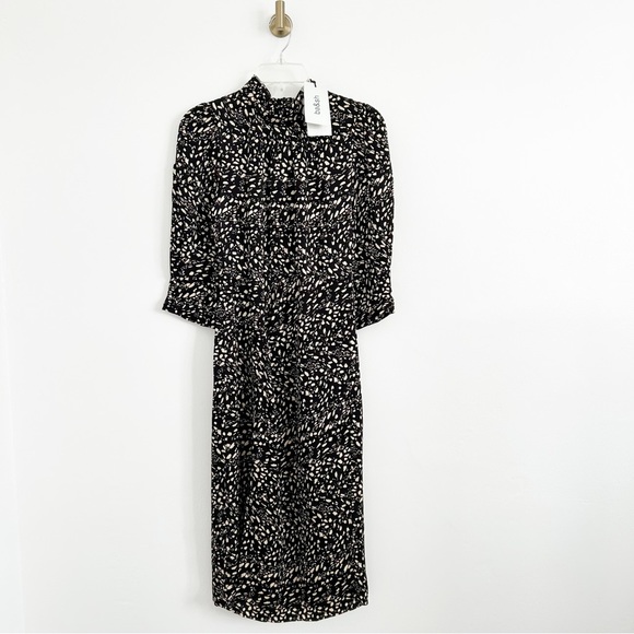 NEW Ba&sh Edmee Smocked Printed Midi Dress Size 1 / US Small (S) - Picture 3 of 10